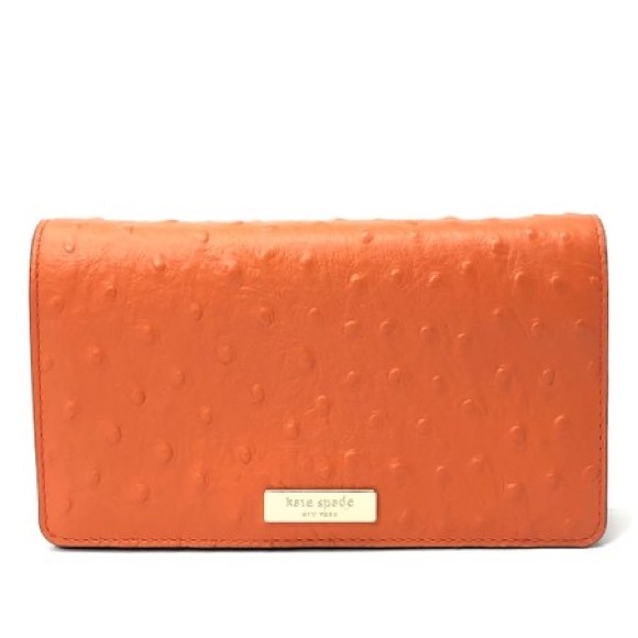Kate Spade ♠️ NWT Orange Ostrich Crossbody Bag - Picture 2 of 4